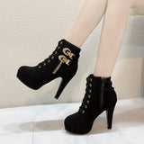 Zingj Women's Boots Super High-Heeled Boots 2024 Autumn And Winter New Fashionable Large-Size Fine-Heeled Female Martin