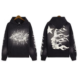 Printing Leisure Retro Tide Card Loose Hooded Sweaters For Men And
