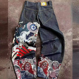 Zingj Y2K Jeans Street Clothing Original Hip-Hop Vintage Neo-Gothic Baggy Jeans 211-0-Outfit