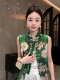 Chinese Style Retro Tang Dynasty Vest Women's 2024 Xia Xin Zen Plate Buckle Collar Sleeveless Vest Clip