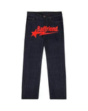 Letter Printed Jeans Men's High Street Fashion Brand Loose Straight Tube Casual