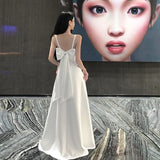 Women Summer Midi White Long Dress Spaghetti Strap Sexy A Line Elegant Evening Prom Wedding Party Clothes