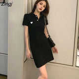 Women 3 Colors Slim Simple Female Summer Tunic Temperament Stylish Embroidery Basic Solid New Arrival Mini Vestidos