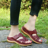 Slippers Women's 2023 Size Sandals Women's Hollowed-Out Cross-Leisure Slope Heels Ladies