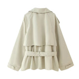 Spring And Autumn Fashion Casual Collar With Belt Hanging Shoulder Coat Female