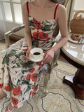 Women Summer Backless Print Spaghetti Strap Sleeveless Dress Sexy Holiady Party Female 2022 Fashion