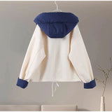 Removable Puffer Hoddie Patchwork Zipper Jacket- Outfit