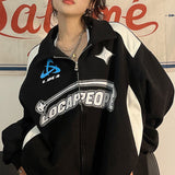 Patchwork 90s Oversized Jacket-Outfit