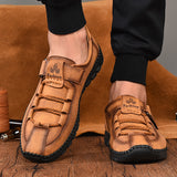 Zingj Handmade Shoes For Men's Outdoor Casual Shoes British Breathable Daddy Leather Shoes Big-Size Men's