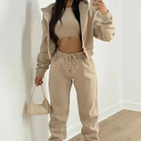 Women's Plus Velvet Hooded Movement Fashion Dress Spring Wearing A Complete Set Of Women's