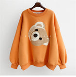 Casual Women Hooded Hoodie Cartoon Printed Sweatshirt Long Sleeve Korean Style Pullover Loose Streetwear