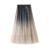 Skirt New Gradient Fashion Long-Colored Star-Colored Bright-Spelled Starlight Tight Waist Mesh Yarn Star Dress Women