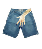 Zingj New Hip-Hop Funny One-Hand Pattern Printed Denim Shorts Men's High Street Fashion And Leisure 211-1-Outfit