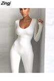 Solid Bodycon Jumpsuit For Women‘s Clothing Casual Skinny Slim Rompers 2023 Y2K Playsuit Activity Streetwear