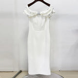 Star Fashion New Word Shoulder Nail Beads Diamond Long Dress Small