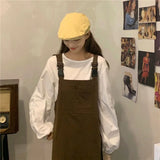 Zingj Suit Female Autumn 2024 New Retro Design Feeling Strap Skirt Round Collar Loose White Jacket Two Sets-Outfit