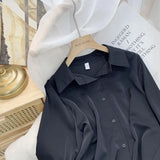 Chiffon Blouse Women's White LongSleeve Tops Spring 2023 Korean Fashion Shirt Solid Color Niche Loose Shirt Women Plus