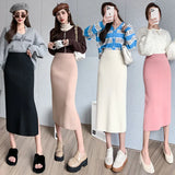 Zingj Skirt Female Autumn Winter High Waist Long Small Slit Wool Wrapped Hip Black One-Step Long Skirt