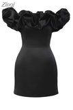 Quality Summer Bodycon Party Dress Women White Ruffle Dress Elegant Off The Shoulder Mini Dress Celebrity Even Club