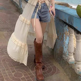 Zingj The Same Knight Boots Female Retro 2024 New Knee High Boots Western Cowboy