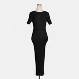 Zingj Chic Summer French Elegant Temperament Slim Thin Long Short Sleeve Wrapped Hip Knit Dress
