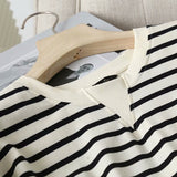 New Short-Sleeved Cotton Striped Simple Wind Dress In