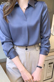 Women Blouses Elegant Shirts for Women Silk Fashion Vintage Womens Tops 2023 Spring New Solid Women Clothing Casual