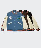 Lucky Embroidery Varsity Jacket-Outfit