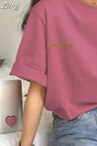 Sleeve T-shirts Women Summer Embroidery Loose Korean Style Simple All-match Trendy Causal Chic Girls Ins BF Tees Daily