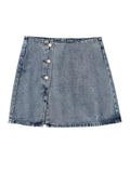 Button Decoration Side Slit Denim Mini Skirts Casual Female High Waist Loose Clothes LUJIA ALAN