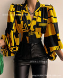 Zingj Wise Hot Style Spring New Temperament Button V-Collar Lantern Sleeve Jacket