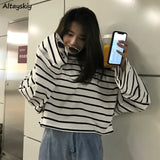 Long Sleeve T-shirts Women Baggy Tshirts Mujer All-match Cropped O-neck Casual Tops Korean Style Teens Students Chic