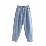 And Winter New Pleated Baggy Jeans