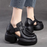 Zingj Heel Thick Bottom Tou Hollow Women's Sandals Round Head Buckle Type Seam High Heel Women's