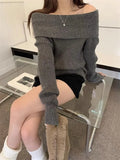 Solid Off Shoulder Knit Sweater- Outfit