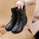 Zingj Autumn New Low-Heeled Crocodile Martin Boots Korean Version Leisure Fashion Leather Boots Warm And Comfortable Cotton