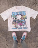 Street Skull Money Printing Oversized Pattern T-Shirt Gothic Cotton T-Shirt Y2k Blouse Short Sleeves For Harajuku