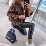 Zingj Women's New 2024 Autumn / Winter Leopard Print Denim Jacket