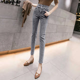 High Waist Pencil Jeans woman Streetwear Women Skinny Denim Trousers Double Button Retro Stretch women Jeans Plus