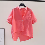 Simple Summer Thin Short-Sleeved Shirt Women 2025 New Fashion Loose Long Pocket Cardigan