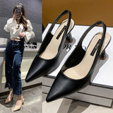 Zingj Spring And Summer New Pointed High-Heeled Shoes With Thin Heels And Single Shoes With A Shallow Mouth Behind Baotou