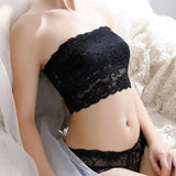 Women Lace Bandeau Top Solid Breathable Strapless Bra Bandeau Soft Seamless Women Casual Tank Crop Tops Short