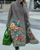 Autumn Long Sleeve Collar Printed Woolen