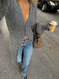 Autumn And Winter Women's New Casual Gray Long Sweater