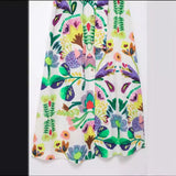 Spring Flower Printed Poplin Shirt Dress