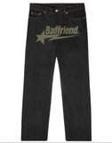 Letter Printed Jeans Men's High Street Fashion Brand Loose Straight Tube Casual