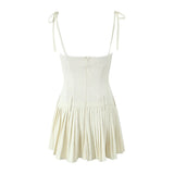 New Pleated Hem Slim Mini Suspender