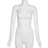 Zingj Winter Fashion Trend Women's New Half Sleeve Sling V-Neck Navel Slim Inside T-Shirt-Outfit