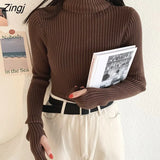 Basic Sweaters Women Slim Knitted Pullover Korean Style Long Sleeve Warm Jumper Autumn Winter Soft Knitwear Pull