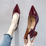 Zingj High Heels, Single Shoes, Korean Version Women's Shoes, Nude Pointed Heels, Thick Heels, Spring And Autumn Shoes, Lacquered Leather Work